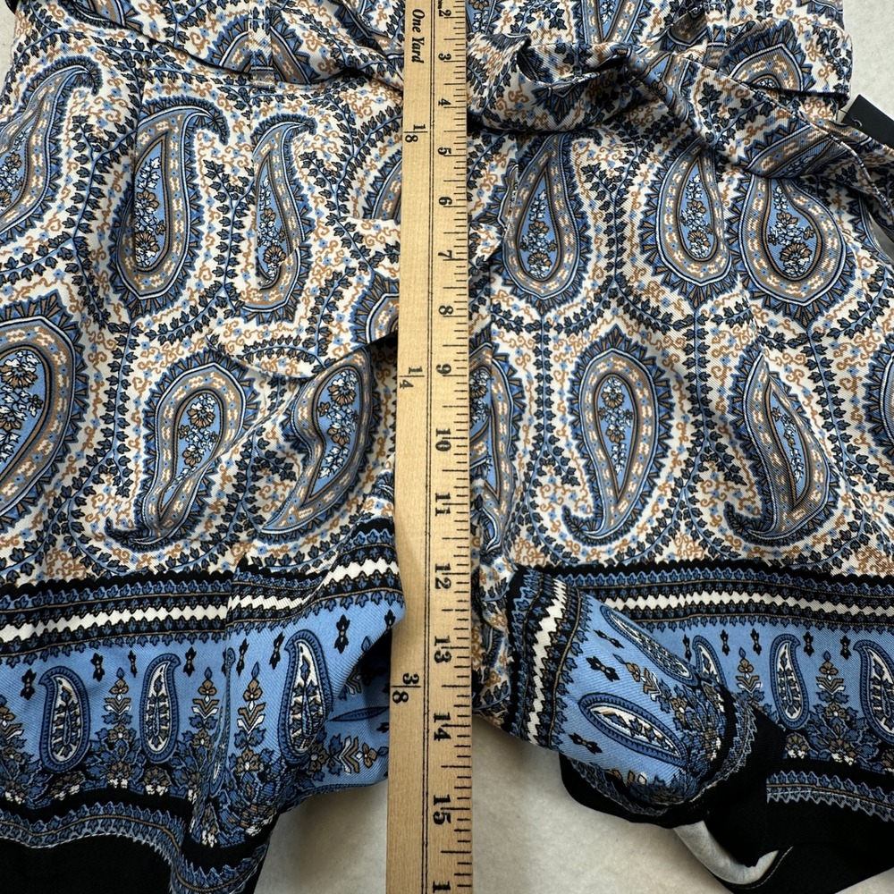 Tommy Hilfiger Paisley Shorts Women Medium Blue Belted Tie Waist Boho Resort NEW - Picture 7 of 11